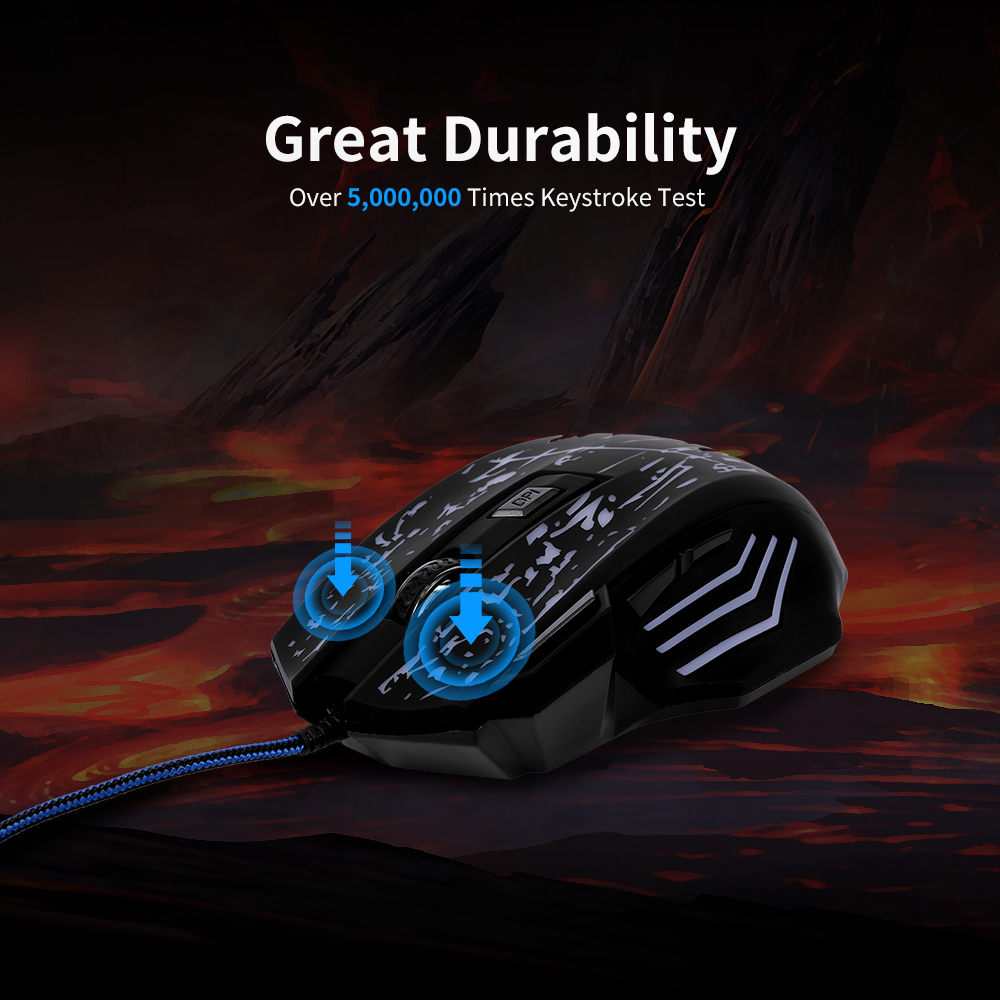 Chuột chơi game có dây chuyên nghiệp 5500DPI với 7 nút Ergonomic Grip Đèn RGB