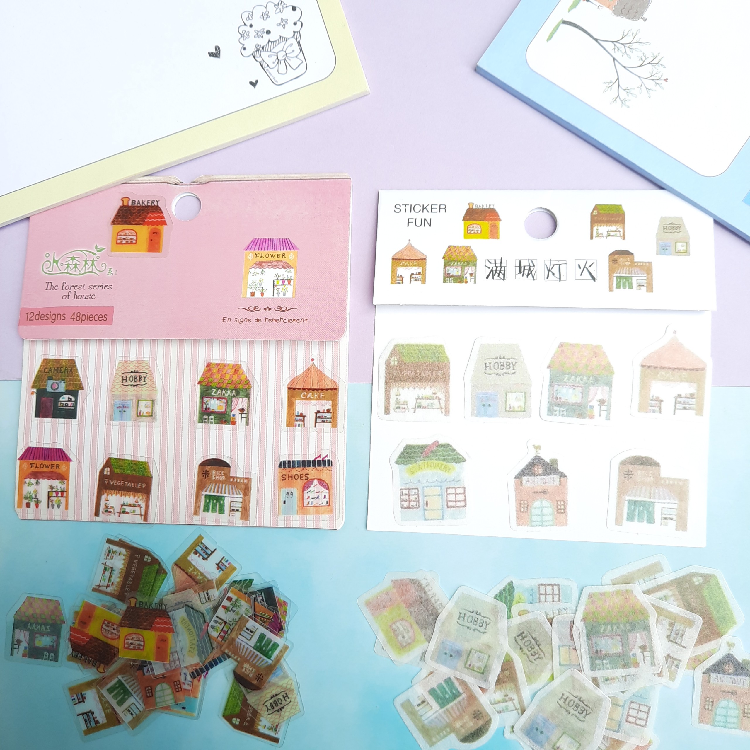 Combo 2 Bộ 32, 48 Sticker Hình Dán Mini Ngôi Nhà