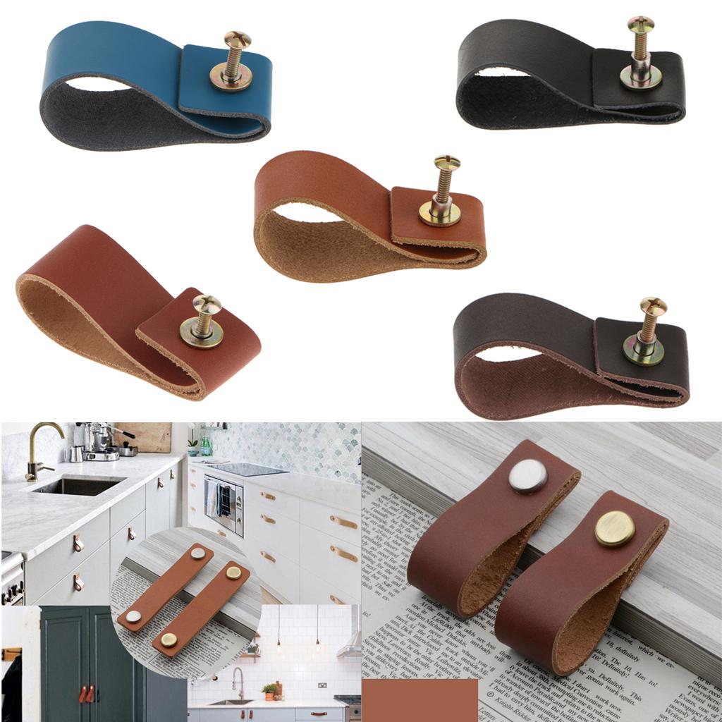 4 Set Cabinet Door Handle Soft Leather Door Handles For Cupboard Furniture
