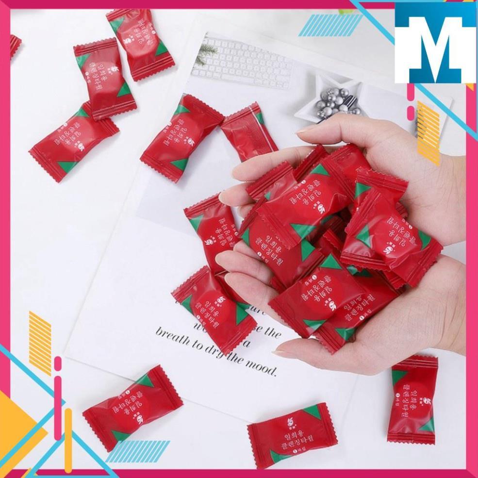 Túi 20 khăn giấy ướt nén Hàn Quốc, dạng viên kẹo dùng 1 lần, nhỏ gọn tiện lợi
