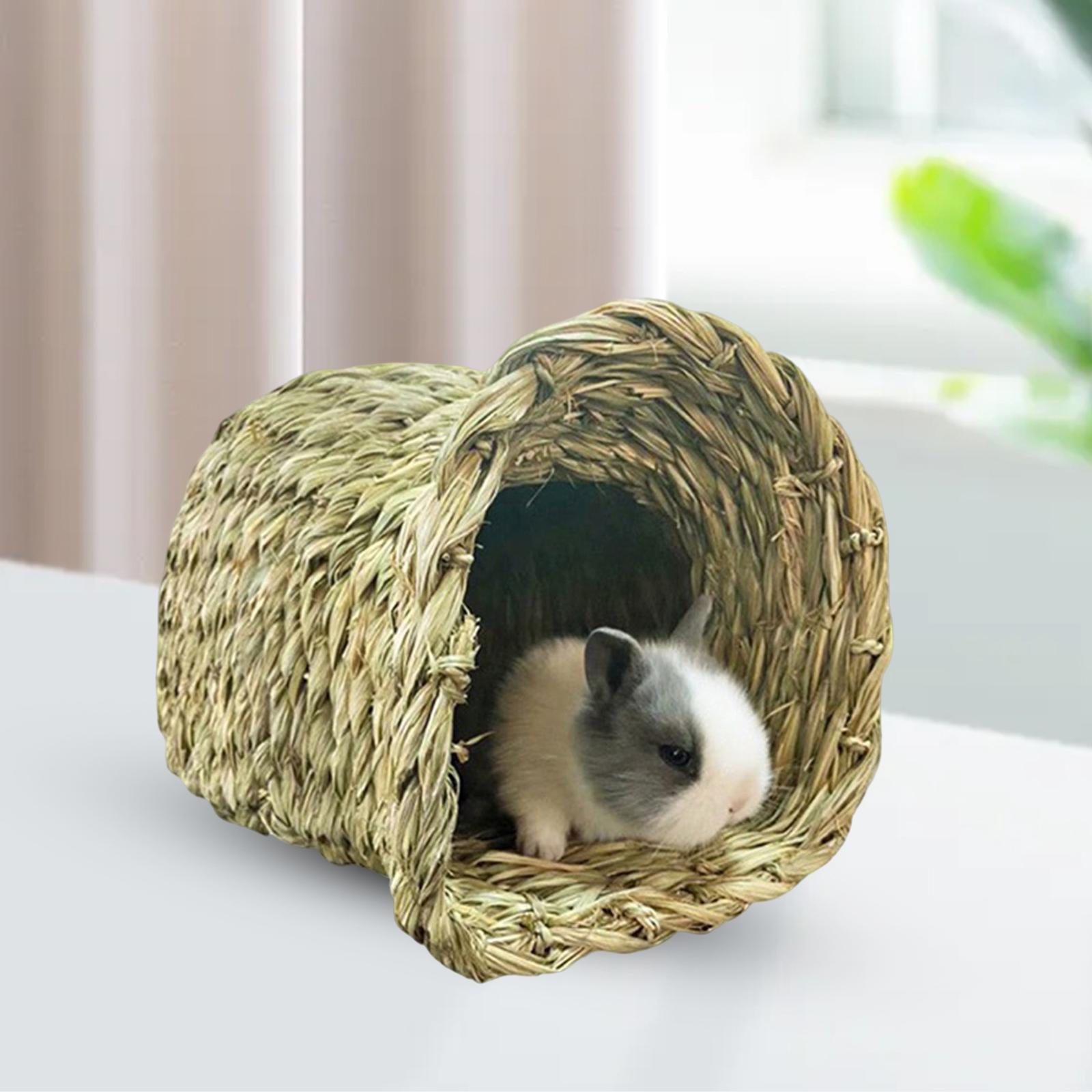 Cage Rabbit Nest Hideout Bed Comfortable Playhouse Nest Hut Handwoven for Guinea Pig Squirrels Ferret Chinchilla Bird