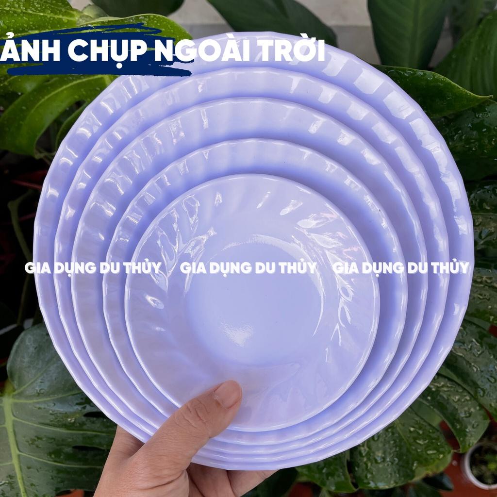 Dĩa Nhựa Melamine Đáy Sâu Màu Trắng, Vàng, Xanh, Bông Xanh, Bông Đỏ Chất Liệu Nhựa Phíp