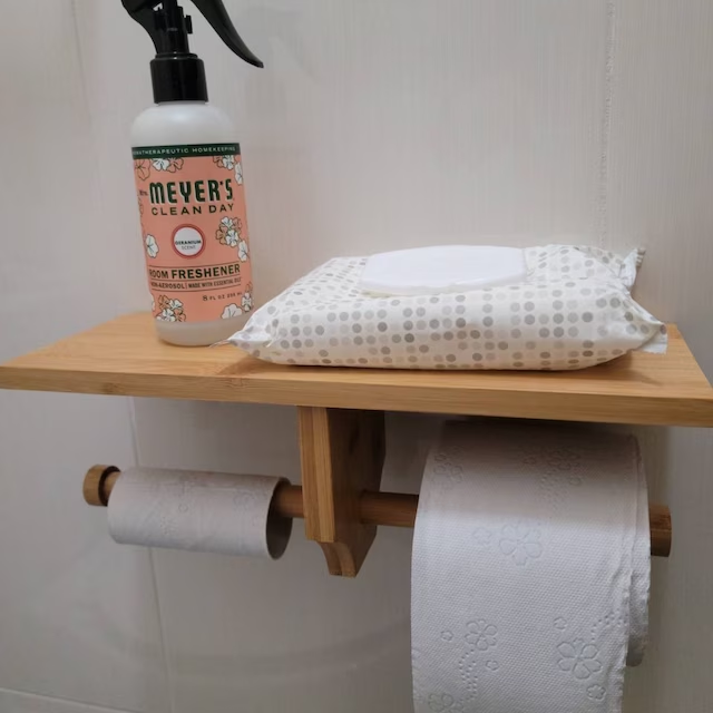 giá kệ gỗ để giấy decor trang trí treo trường trong nhà tắm nhà vệ sinh