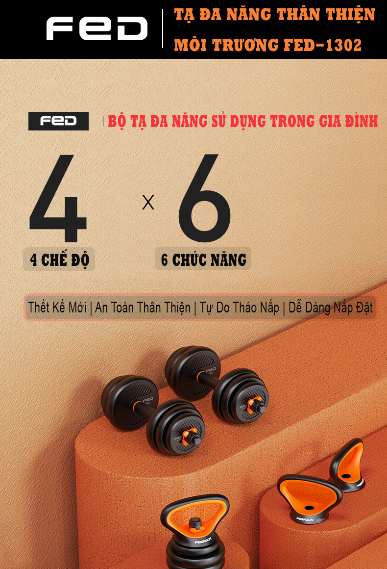 Bộ Tạ Tay Composite FED-1302 Loại 30KG