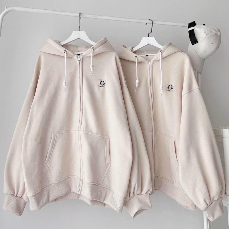 Áo KHOÁC Hoodie Thêu Mặt Cười 3 Màu Nam Nữ Ulzzang Unisex