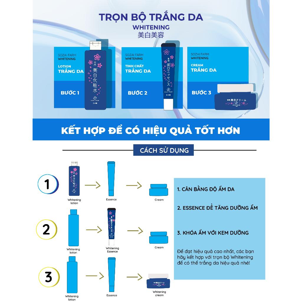 Combo 3 sản phẩm dưỡng trắng whitening Sozai Farm Nhật Bản