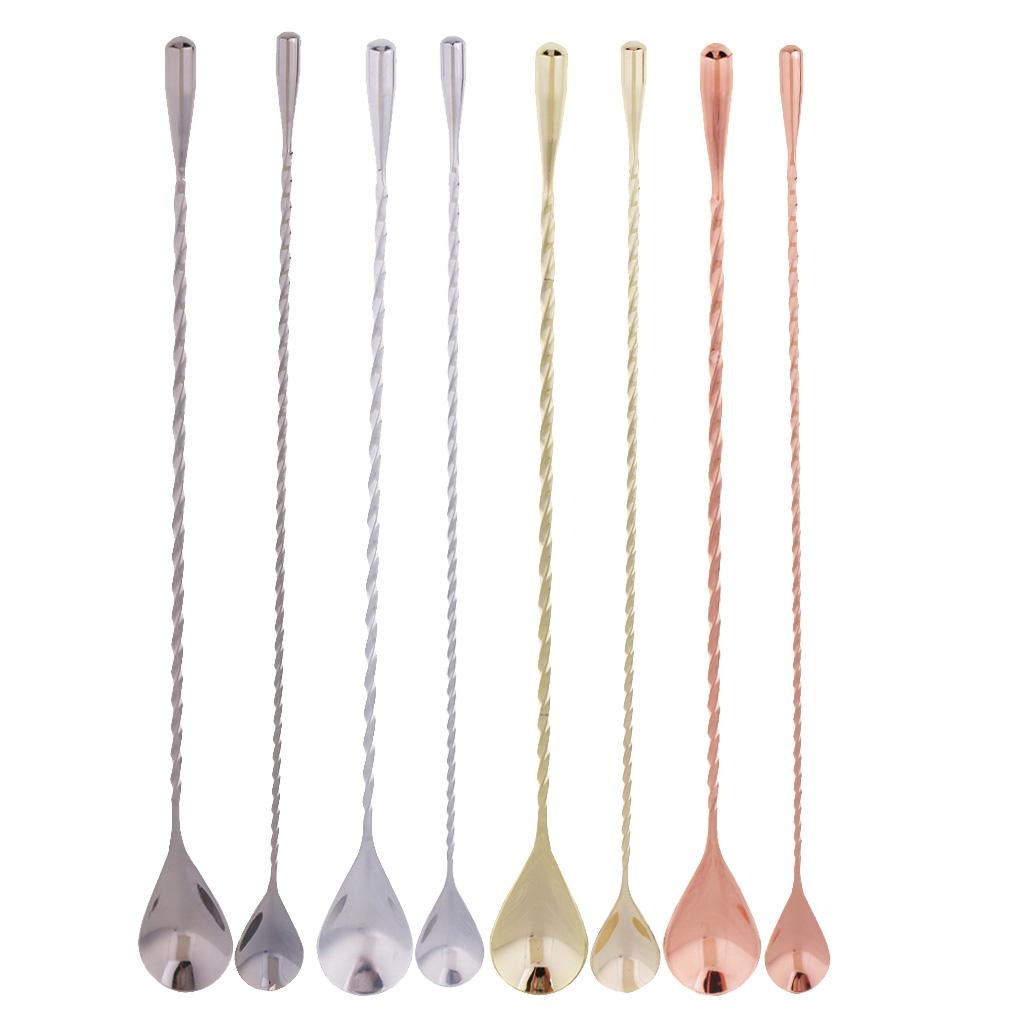 Stainless Steel Mixing Spoon Spiral Pattern Bar Cocktail Shaker Spoon Kitchen Utensils Bar Tools