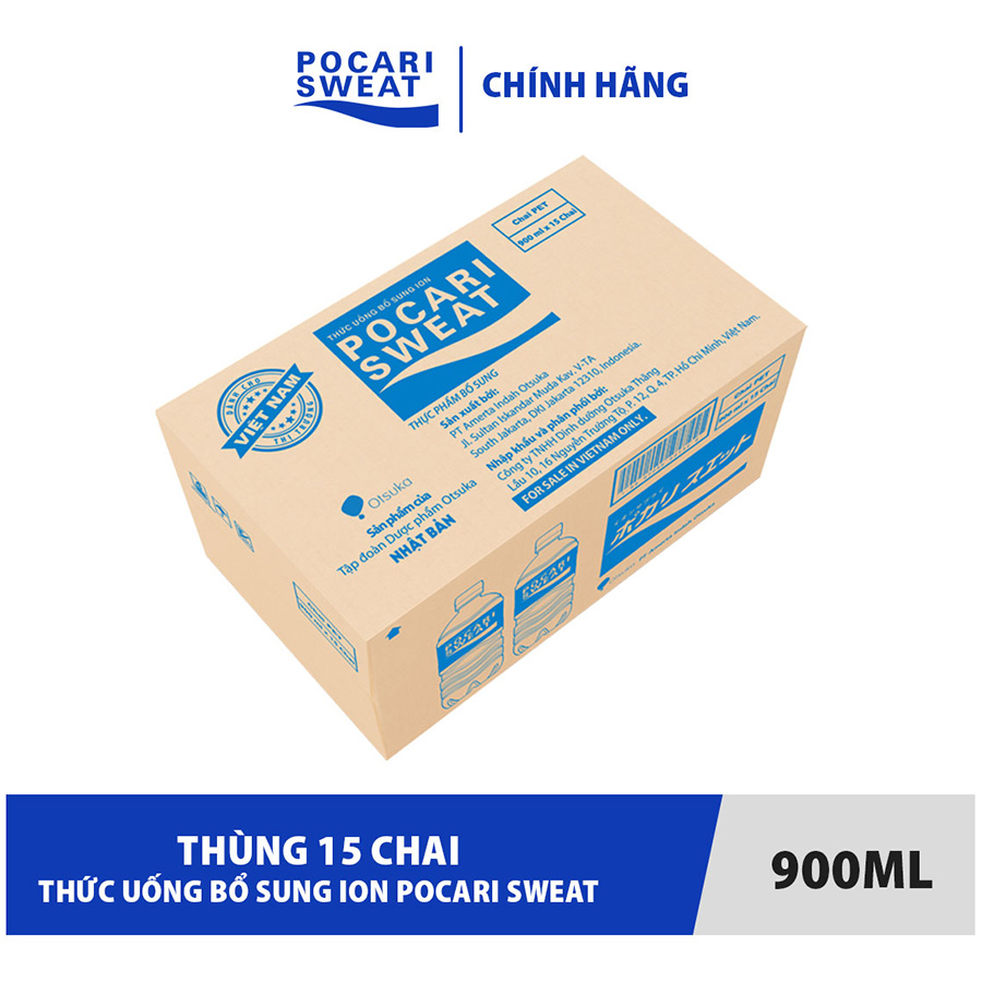 Thùng 15 chai Thức Uống Bổ Sung ION Pocari Sweat (900ml / Chai)