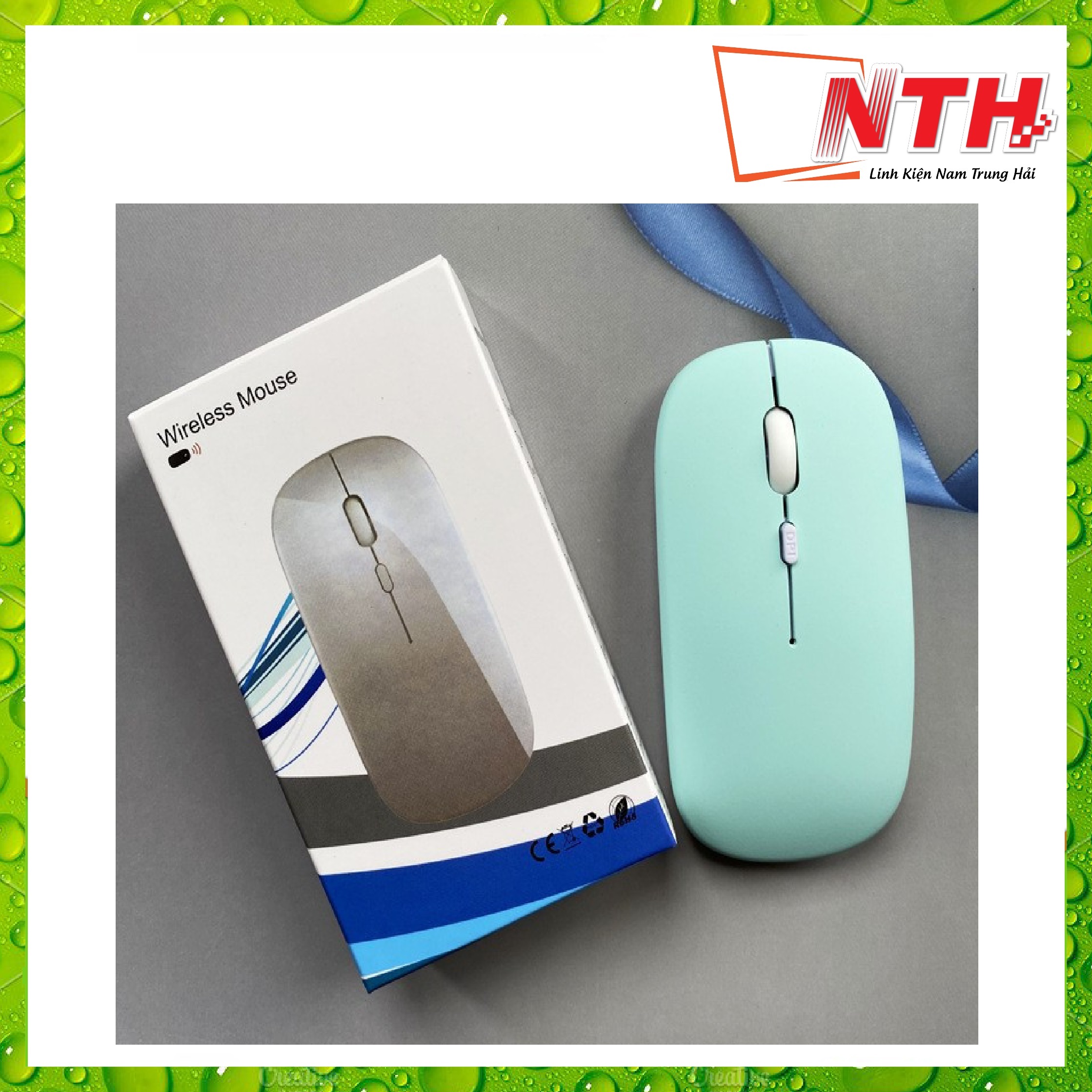 Chuột bluetooth NTH03 màu xanh dương dùng pin AAA Không Gây Tiếng Ồn