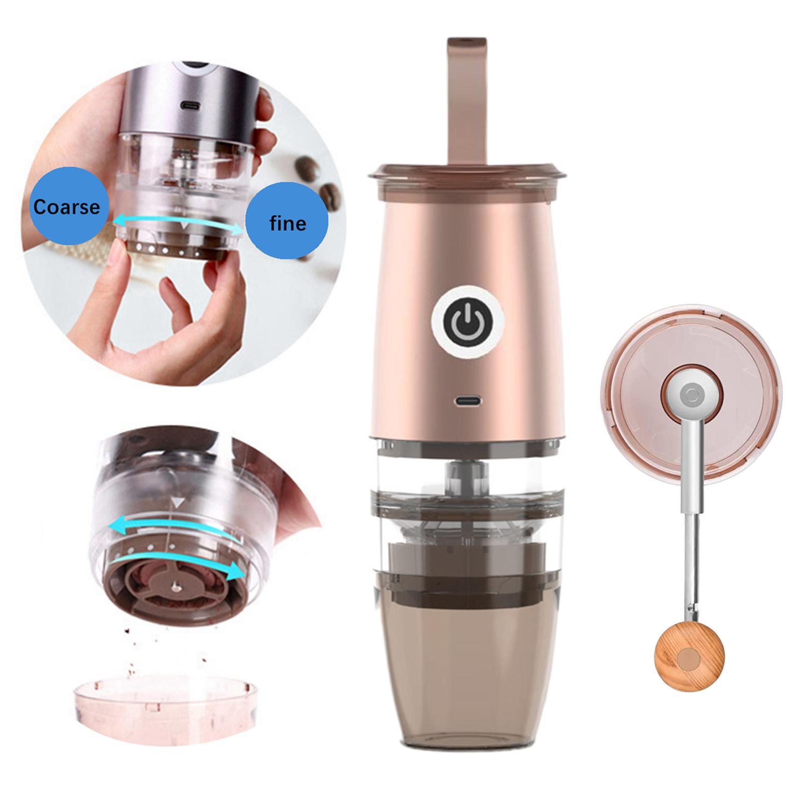 Coffee Bean Grinder Portable Rechargeable Small with Brush Mixer for