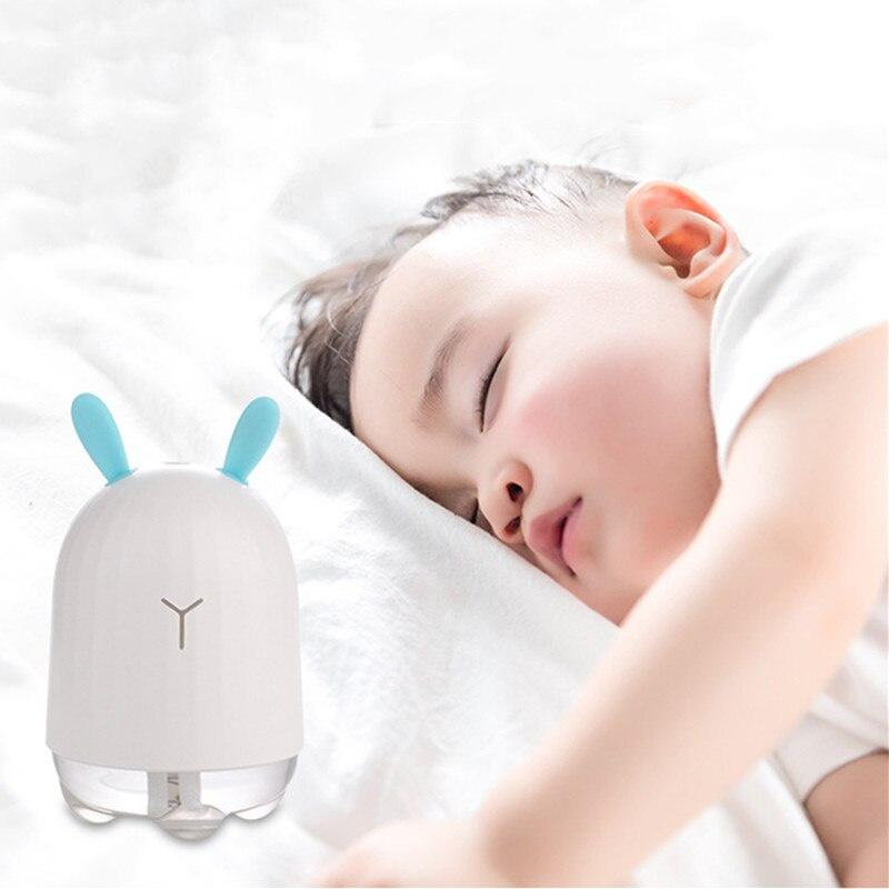 Cute Rabbit 300ML Mini Ultrasonic Air Humidifier Aroma Essential Oil Diffuser for Home Car USB Fogger Mist Maker with LED Lamp