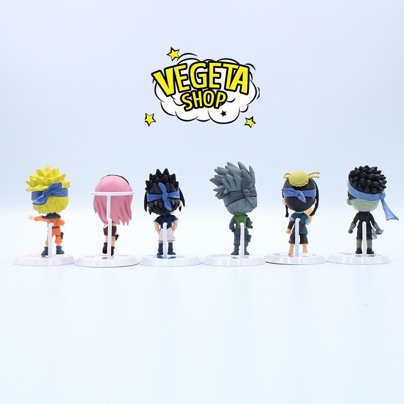 Mô hình Naruto - Set 6 nhân vật Uzumaki Naruto Uchiha Sasuke Haruno Sakura Hatake Kakashi Momochi Zabuza Haku - Cao 7cm