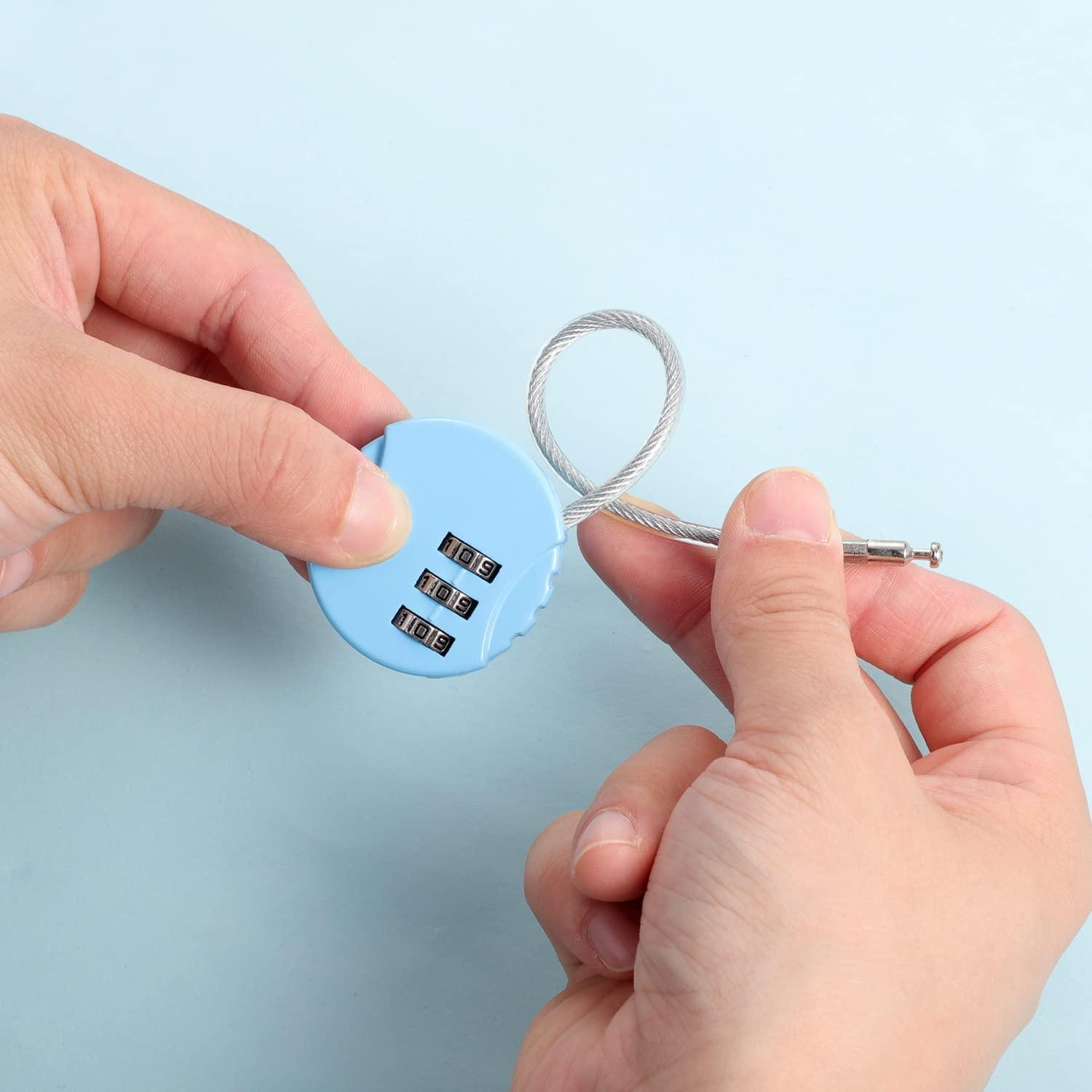 Bộ khóa khóa kết hợp 3 3, ổ khóa hành lý nhỏ, ổ khóa an toàn với dây cáp linh hoạt cho túi đựng đồ xe đạp túi xe đạp