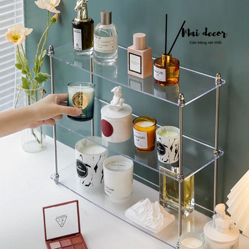 Kệ acrylic đựng đồ đa năng 3 tầng trong suốt, kệ mỹ phẩm trang điểm nước hoa, đựng gia vị nhà bếp, kệ ly tách