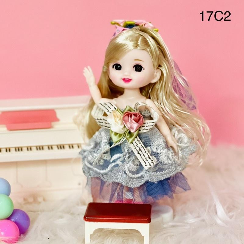 Set búp bê barbie dễ thương 17cm BJD kích thước 1/8 xinh xắn bao gồm áo quần đồ chơi cho bé gái