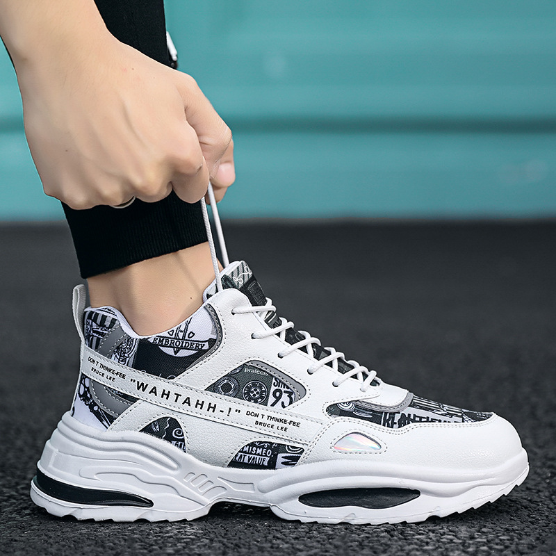 Giày Thể Thao Nam MENDO - Giày Sneaker Màu Đen -  Cam, Đế cao, họa tiết đẹp, phong cách đường phố - G5498