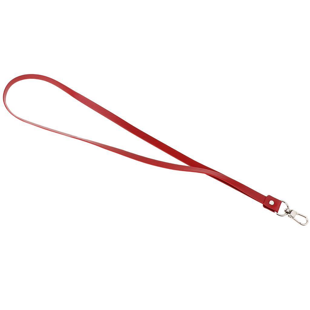 2-4pack PU Leather Neck Strap Lanyard Metal Clips for ID Cards Badges Red