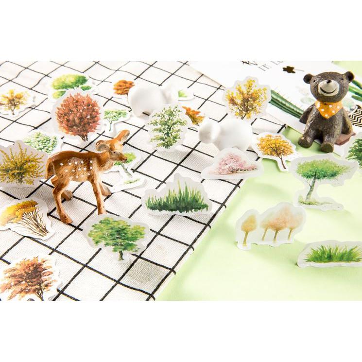 Bộ 46 Sticker Hàn Quốc hình Đồng Cỏ dán trang trí E21