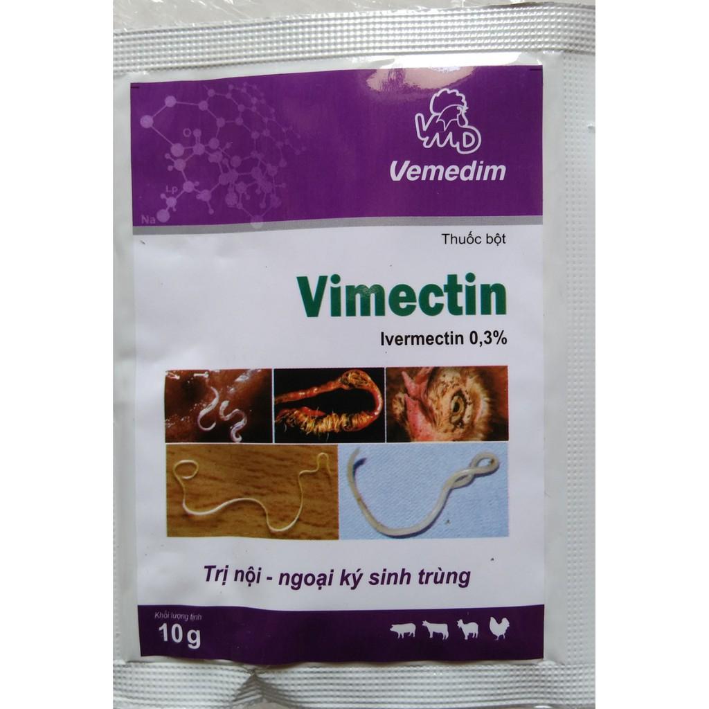 1 gói vimectin (10g) tr.ị nội - ngoại k.í si.nh trù.ng cho yến phụng, vẹt, chim