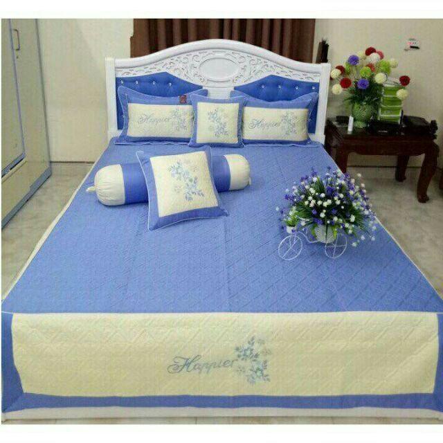Set 3 món ga gối trần bông satin 2m×2m2
