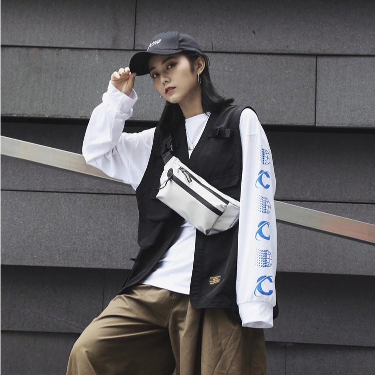 Túi Đeo Chéo Nam Khóa Phản Quang Phong Cách Streetwear, Túi Bao Tử Nam Kháng Nước TC98 - Đen