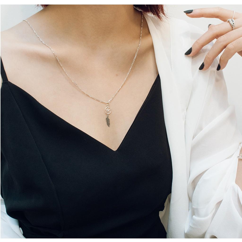 Mặt Dây Chuyền Bạc Thái CaoBac Silver Dreamcatcher Đuôi Một Lá