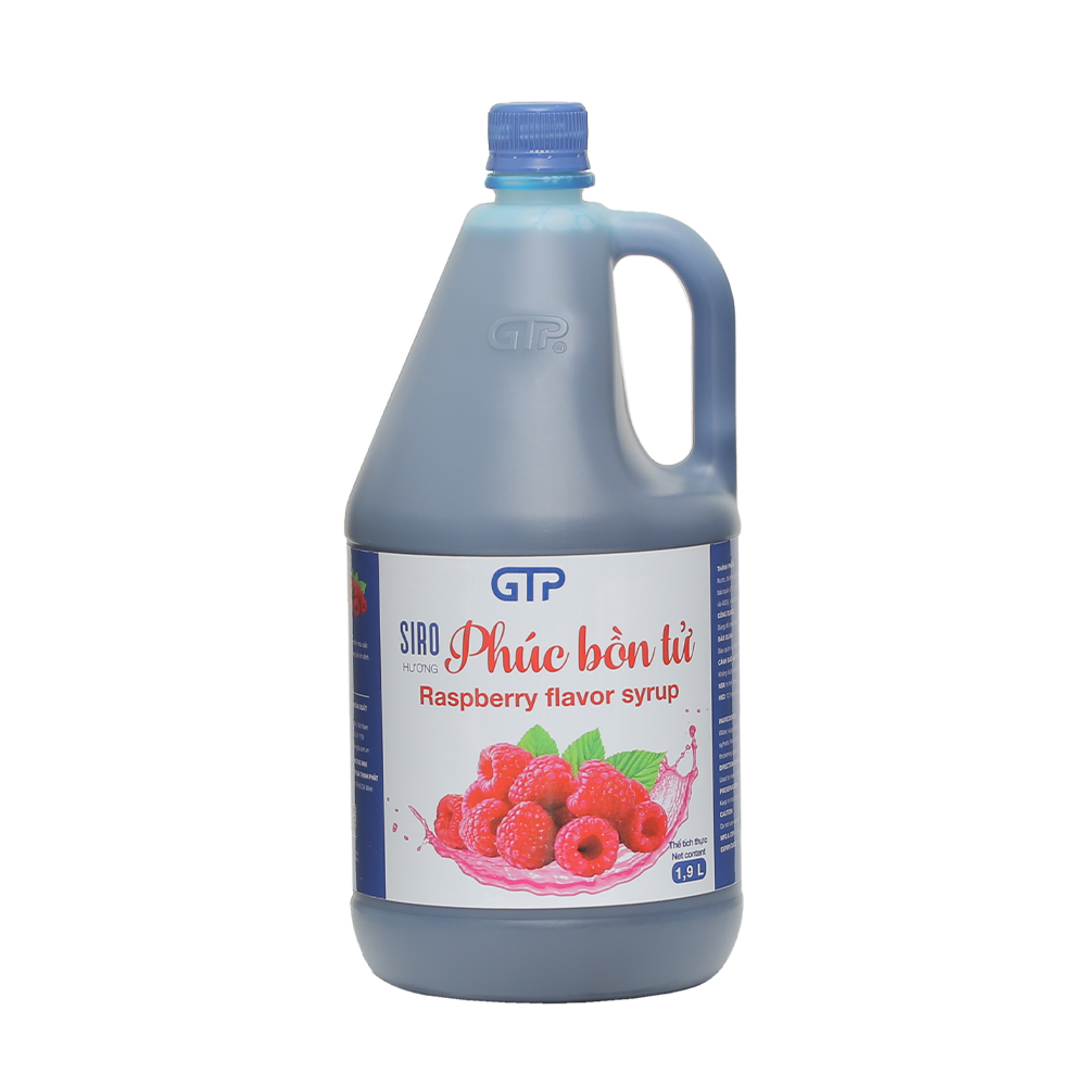 Siro Phúc bồn tử GTP (1.9L/chai) - Chuyên dùng pha chế: Trà sữa, Trà trái cây, Cocktail, Mocktail