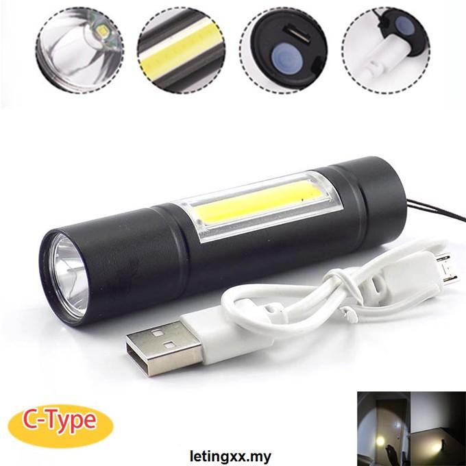Đèn Pin 2 Bóng Led Cob Q5 Sạc Usb Tiện Dụng Khi Đi Cắm Trại