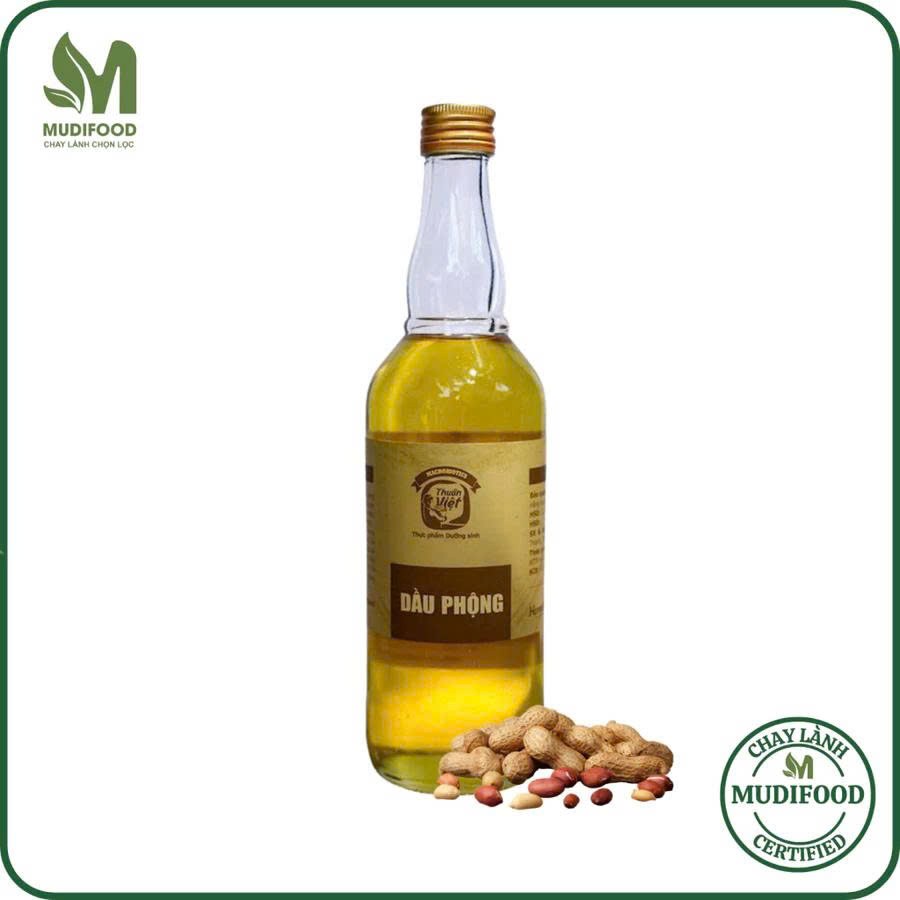 Dầu Phộng (Dầu Lạc) Organic Homefood Chai Thủy Tinh 500ml - Gia Vị Cho Cả Gia Đình, Ăn Chay