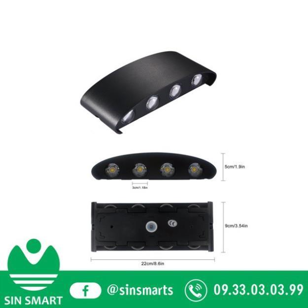 Đèn trang trí hắt tường 2 đầu 6w và 8w chống nước xịn