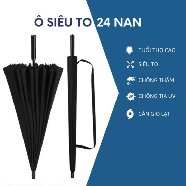 Ô Dù Che Nắng 24 Nan Bản To Đại Xương Cứng Cáp Đi Mưa Chống Lật