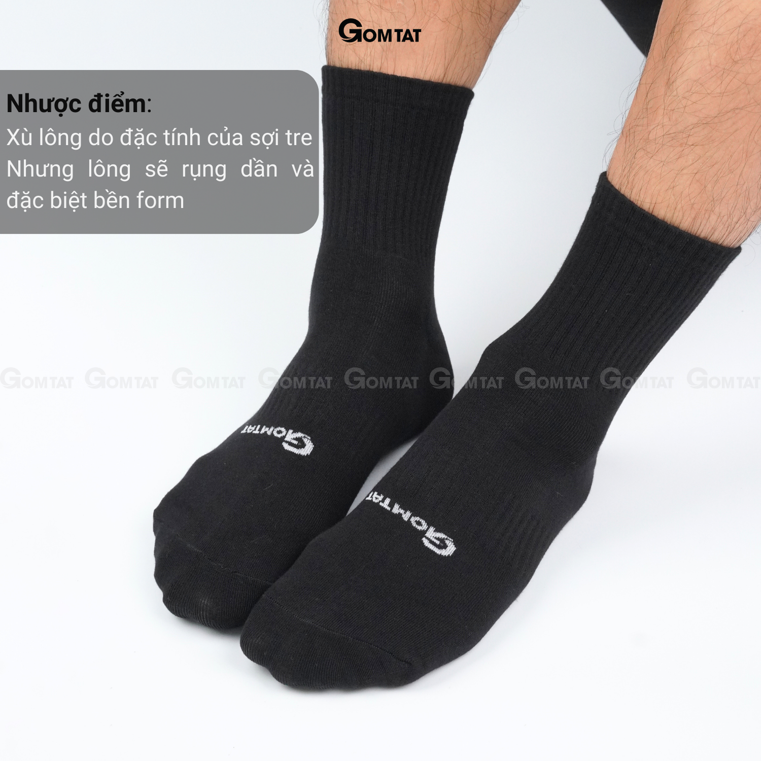 Hộp 4 Đôi Tất Sợi Tre Cổ Cao Cao Cấp, Vớ Cổ Cao Vải Sợi Tre Mềm Mịn Thoáng Mát - GOMTAT-SOITRE-CAO