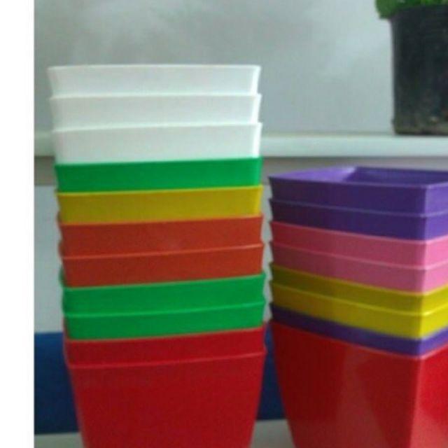 Chậu nhựa vuông V16 - 10 chậu Trồng cây hoa, cây cảnh văn phòng Sản phẩm mới bền đẹp chất lượng cao