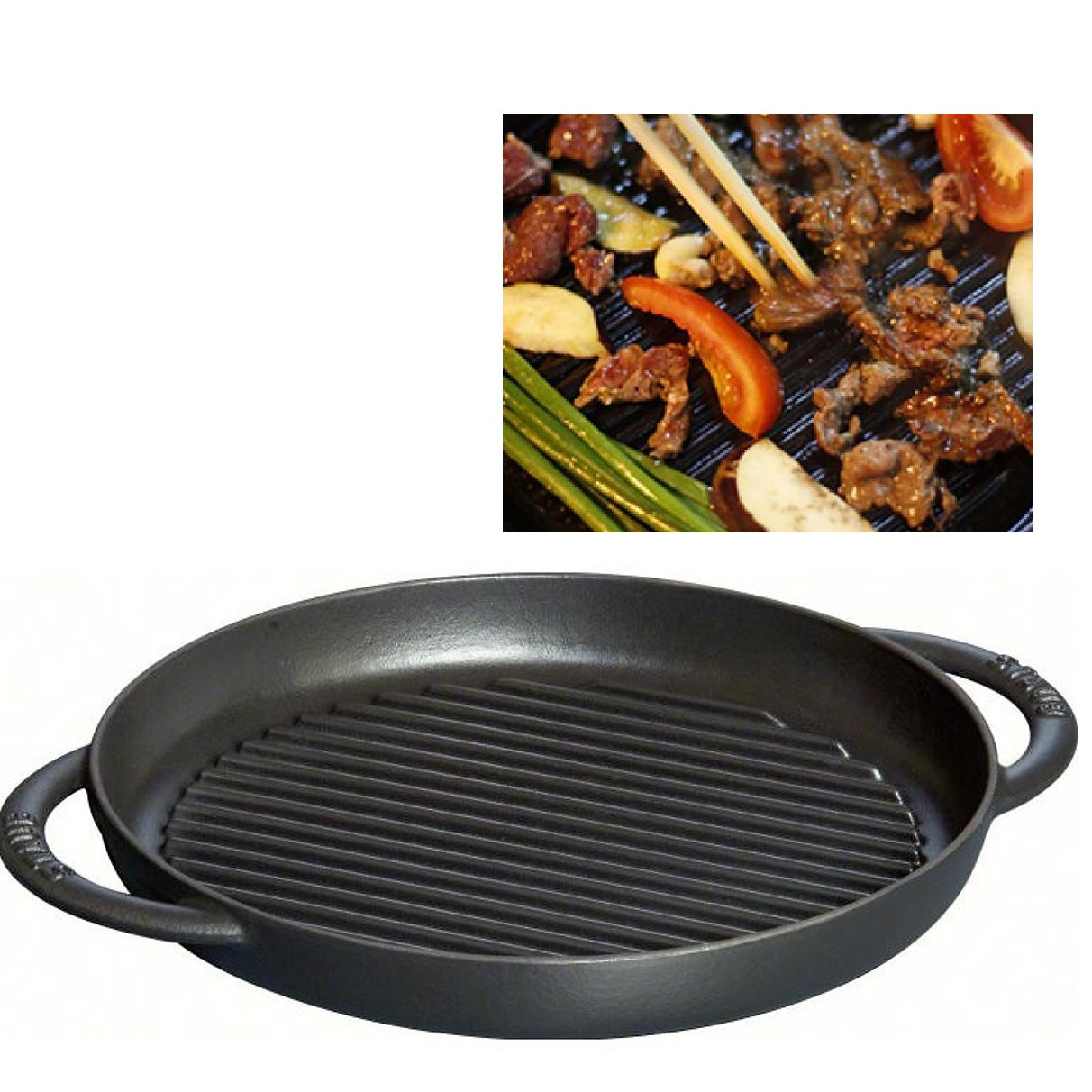 Chảo Gang Chiên Nướng BBQ, Áp Chảo Chống Dính Ít Hao Dầu Mỡ Hàng VNCLC