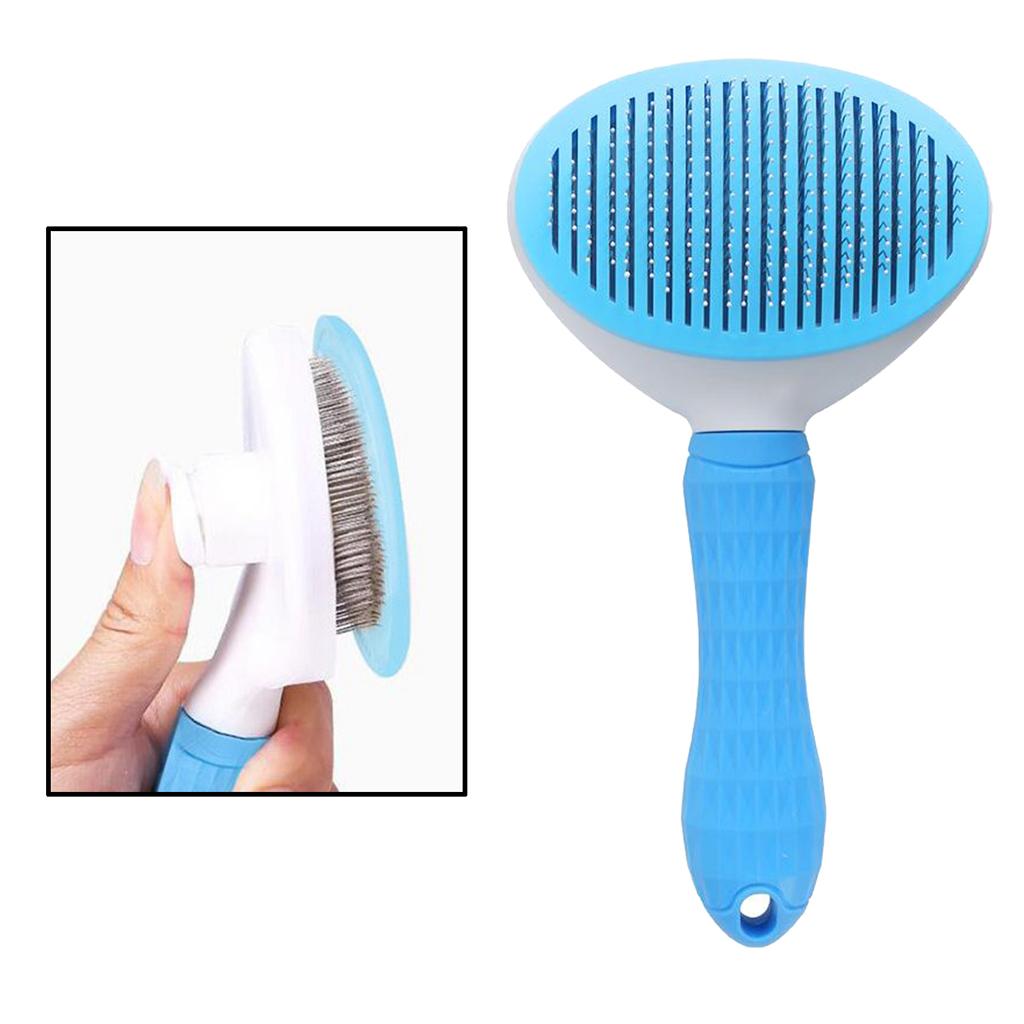 Dog Neat Slicker Grooming Brush Professional Self Cleaning Button Strong Blue