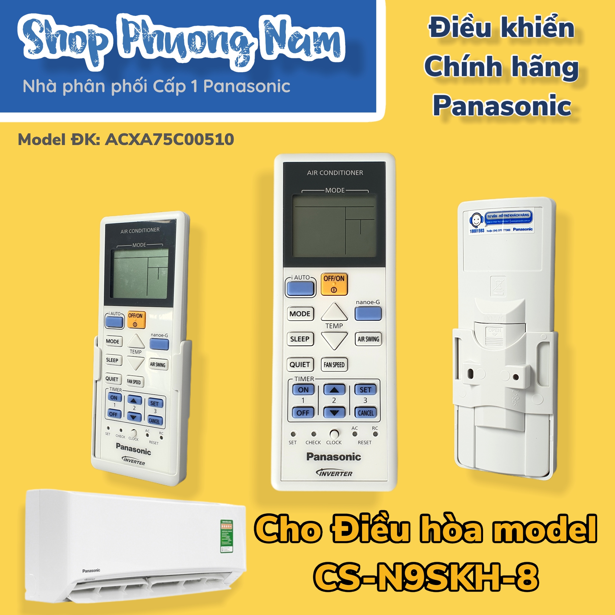 Điều khiển điều hoà Panasonic Model CS-N9SKH-8- Hàng chính hãng