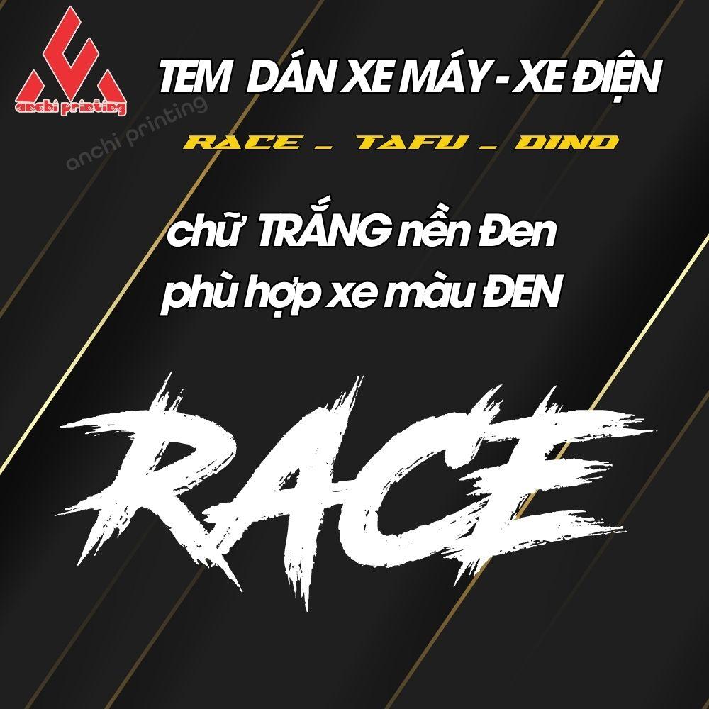 Tem dán xe, sticker dán xe máy xe đạp điện chữ RACE, TAFU, DINO chất liệu chống nước,chống rách - ANCHI PRINTING