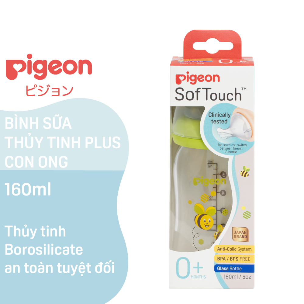 Bình Sữa Thuỷ Tinh Plus Pigeon 160ml (SS)