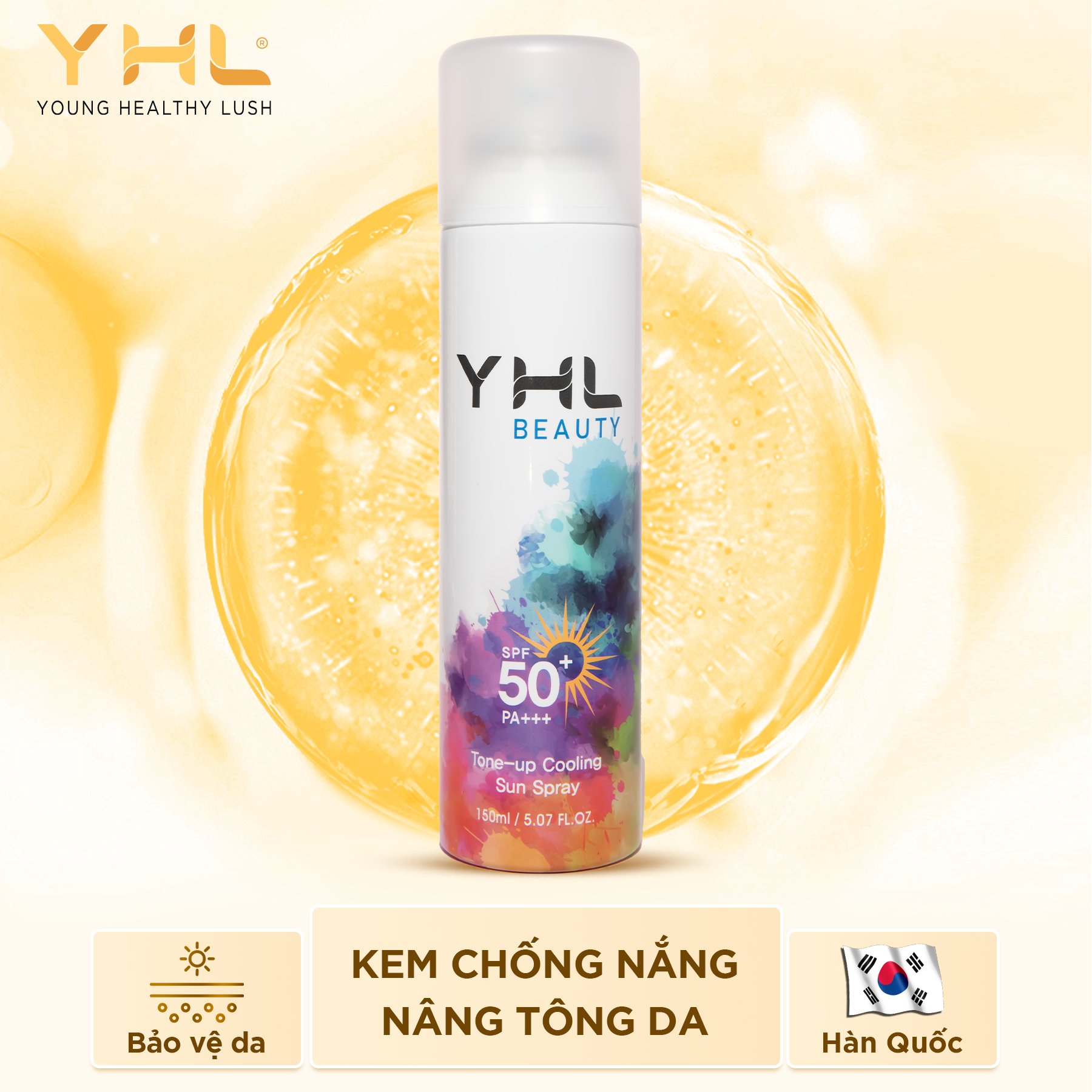 Kem chống nắng nâng tông da dạng xịt toàn thân YHL 150ml Hàn Quốc