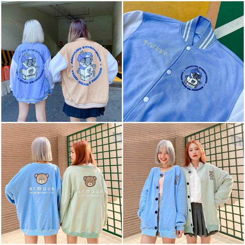 Áo Cardigan Armous Cặp Đôi HOT RẺ ĐẸP Áo Khoác Nỉ Chống Nắng Kiểu Bomber Cardigan Unisex Couple Siêu xinh Jacket