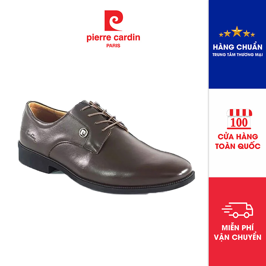 Giày Tây Nam Có Dây Pierre Cardin Pcmfwl 766, Đế Da Cao Cấp, Logo Đính Nổi Bật, Mang Chân Êm Ái - Nâu - 40