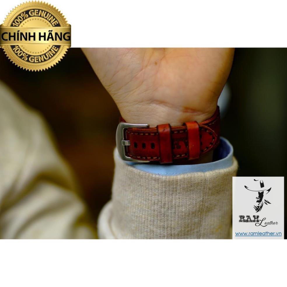 DÂY ĐỒNG HỒ DA BÒ THẬT – RAM PILOT NÂU SÁNG - HÀNG CHÍNH HÃNG RAMLEATHER .