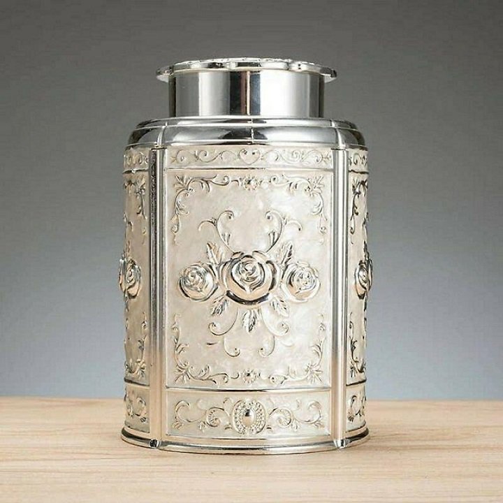 Hộp đựng chè hợp kim cao cấp, phong cách hoàng gia, hình trụ nhiều màu sắc