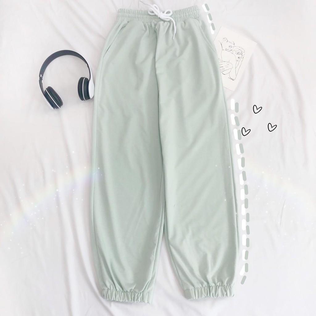 Quần Jogger thun Nam Nữ Unisex quần dài unisex vải thun trơn ống suông Bo cổ chân form rộng, không nhăn