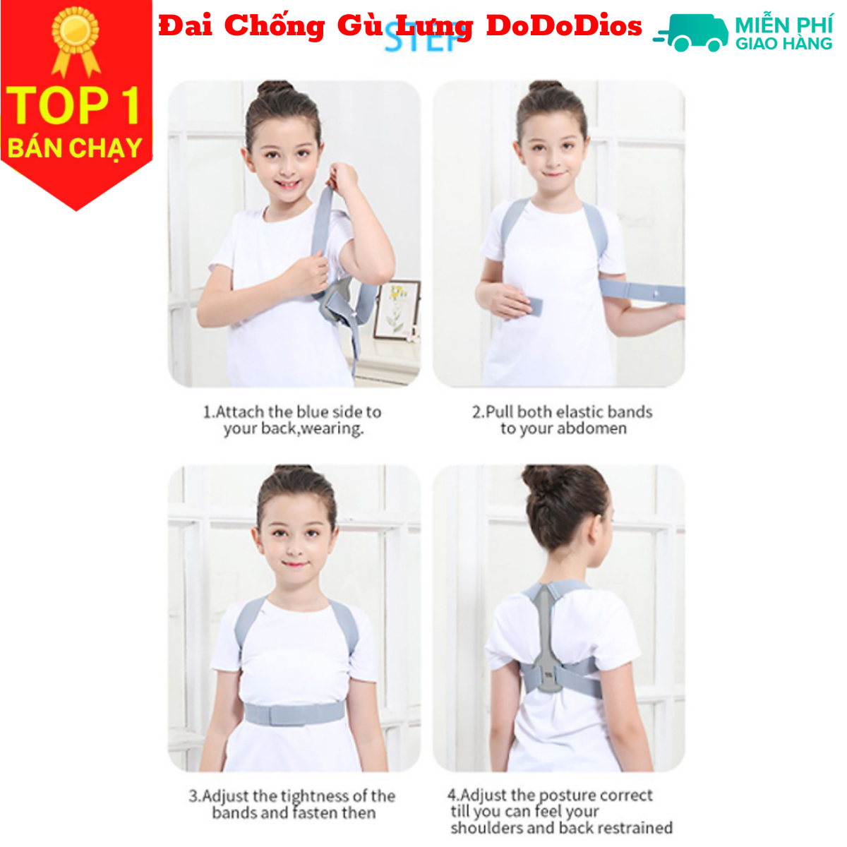 Đai chống gù lưng cho trẻ em Cân Nặng Từ 15kg Đến 40Kg mi04 - chính hãng DoDoDios