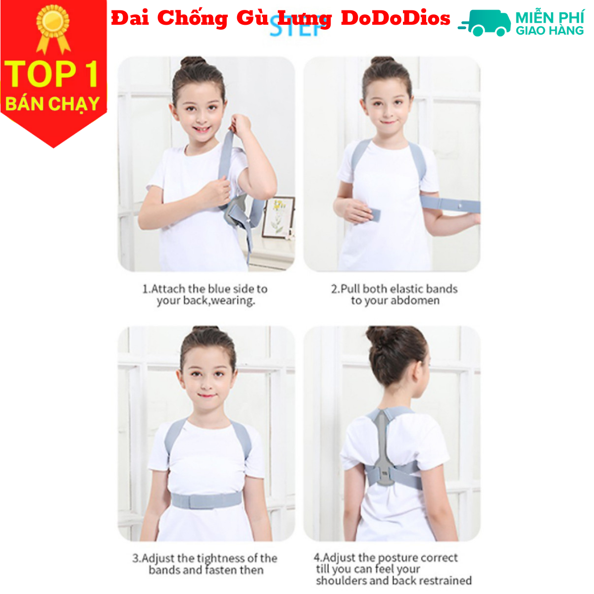 Hình ảnh đai chống gù lưng cho trẻ em Cân Nặng Từ 15kg Đến 40Kg mi04 - chính hãng DoDoDios