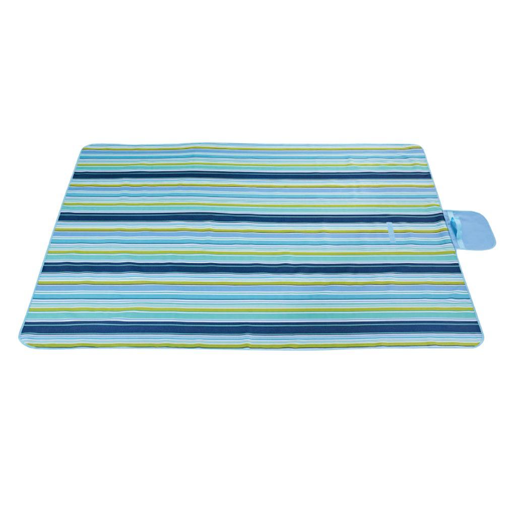 Waterproof Picnic Blanket Travel Outdoor Beach Camping Rug Blue Stripe