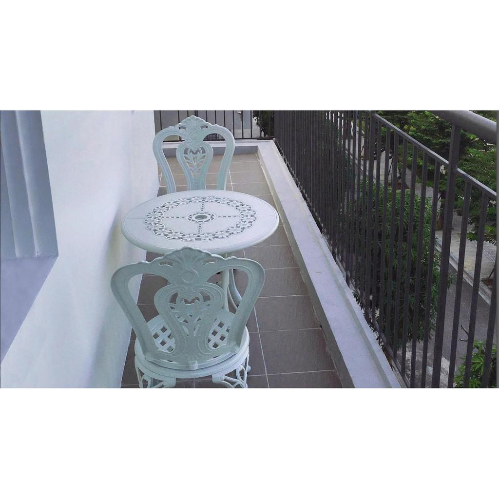 Bàn Ghế Ngoài Trời Bộ Bàn Ghế Nhôm Đúc Trắng BG-D65T