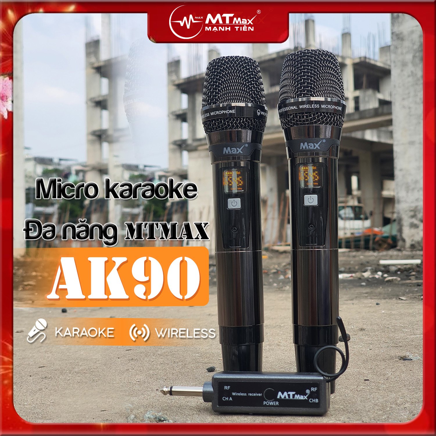 Micro Không Dây MTMAX AK90 Cao Cấp 2 Mic Chuyên Dùng Cho karaoke Hát Nhẹ, hát karaoke gia đình, hội họp tiệc tùng liên hoan, giá cả hợp lý chất lượng cao thiết kế nhỏ gọn sang trọng phù hợp mọi lứa tuổi