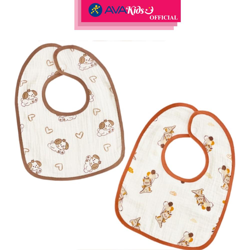 Bộ 2 yếm ăn cho bé hình vuông cotton Bessla (0 - 36 tháng) - Hàng Chính Hãng